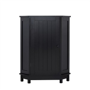 OUTSUPPLY Modern Triangle Bathroom Corner Cabinet with Adjustable Shelves, Storage Cabinet with Wooden Knobs - 1 of 4