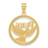 Black Bow Jewelry 14k Yellow Gold & White Rhodium 18mm Round Peace Dove Pendant - 3 of 4