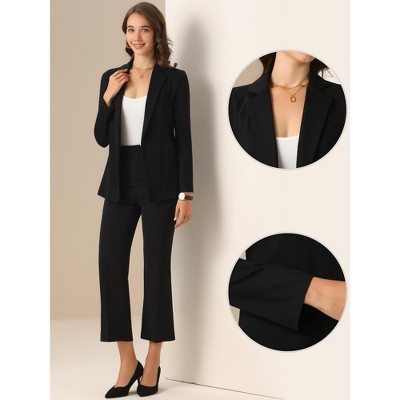 INSPIRE CHIC Women's Office Notched Lapel Long Sleeve Open Front Blazer Black Small — фото 2