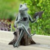 SPI Home Joy of Reading Garden Sculpture – 15" Metal Outdoor Figurine with Seated Character and Book for Whimsical Decor - 2 of 3