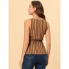 Allegra K Women's Sleeveless V Neck Tie Waist Asymmetric Hem Wrap Peplump Tops - 4 of 4