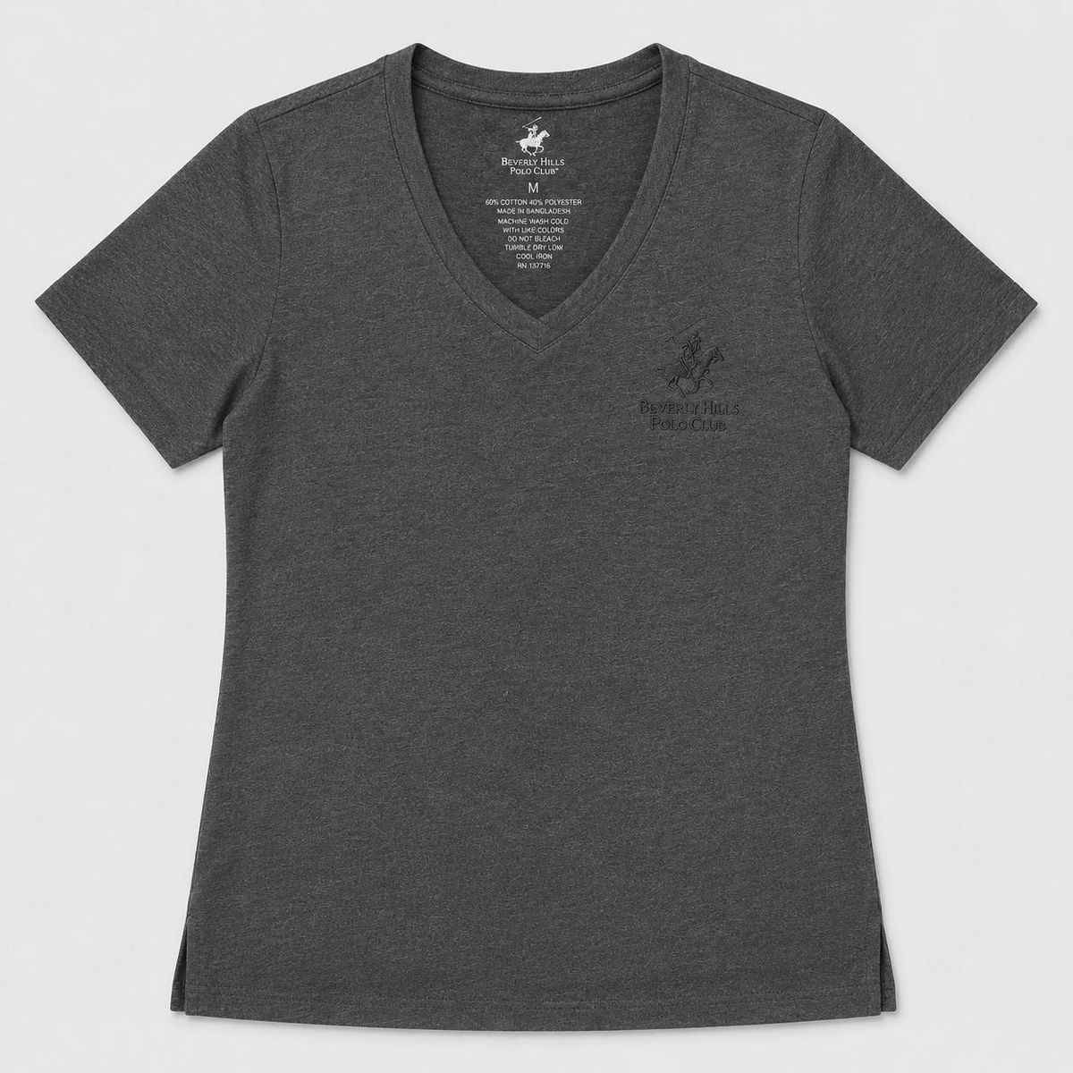 Beverly Hills Polo Club Women's 5-Pack V-Neck T-Shirt Relaxed Side-Vent Tee, 5-Pack Assorted Colors (S-XL) - thumbnail 4