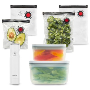 ZWILLING Fresh & Save 7-pc Vacuum Sealer Machine Starter Set, Sous Vide Bags, Meal prep, Airtight Food Storage Containers , Gift Set - 1 of 4