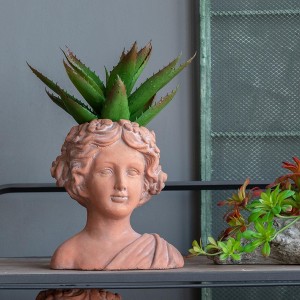 NAYSAYE Planter Greek Style Cement Head Bust Planter Classical Design for Indoor Outdoor Garden, Brown, 9.1"*5.5"*9.4" - 1 of 4
