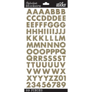 Sticko Alphabet Stickers - Futura, Gold Glitter, 89pcs - 1 of 1
