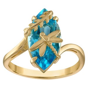Designs By Gioelli 14K Gold Over Sterling Silver Swiss Blue Topaz Dragonfly Ring - 1 of 3