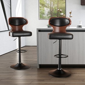 MOONMISS Bar Stools Set of 2 adjustable height and 360 Degree Swivel with Footrest for Bar, Kitchen, Dining Room - 1 of 4