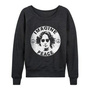 Women's - John Lennon - Lennon Imagine Peace Lightweight French Terry Wide Neck Long Sleeve Graphic Shirt - 1 of 4