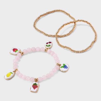 Fruit Charm Bracelet 3pc - Universal Thread™ Gold/Pink
