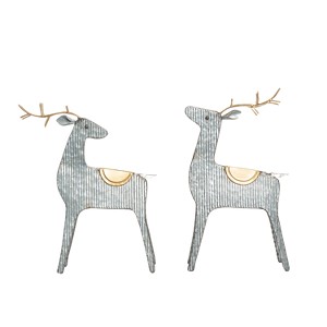 Transpac Metal Corrugated Reindeer Decor Set of 2 Christmas Home Decorations - 1 of 1