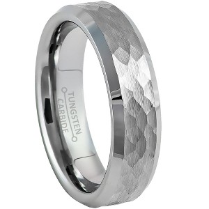 Jewelry Avalanche 6mm Beveled Gray IP Honeycomb Tungsten Carbide Men Women Wedding Band - 1 of 4