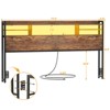 Aheaplus Headboard with Storage shelves and Charging Station, Wood Headboard with LED Light - 4 of 4
