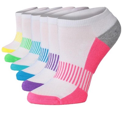 Tipi Toe Women's 6 Pack Cushioned Comfort Running Solid White Multicolor Toe Athletic Socks For Women