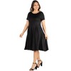 24seven Comfort Apparel Short Sleeve Plus Size  Midi Skater Dress With Pockets - 2 of 4