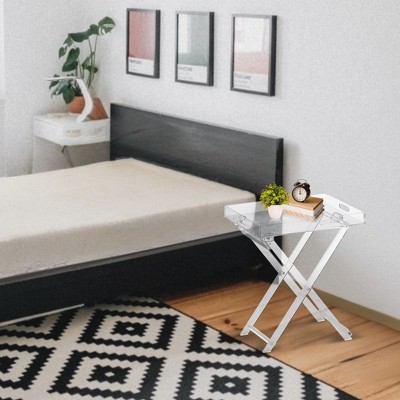 Sleek Chic Transparent Acrylic Folding Side Table with Handles