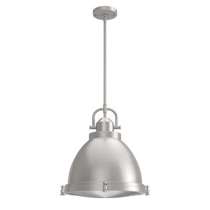 Hunter 17" Bridgemoor Ceiling Light Brushed Nickel Finish - Industrial Pendant with 3 Bulb Capacity for Farmhouse Style - 1 of 4