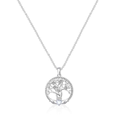 Molenia Tree of Life Necklace for Women, 925 Sterling Silver Birthstone Family Tree of Life Pendant Birthday Gifts
