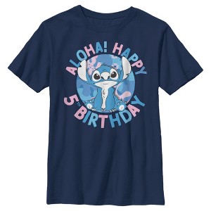 Boy's Lilo & Stitch Aloha Happy 5th Birthday T-Shirt - 1 of 4