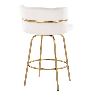 White Metal Swivel Counter Stool with Padded Seat, 36.5" Height