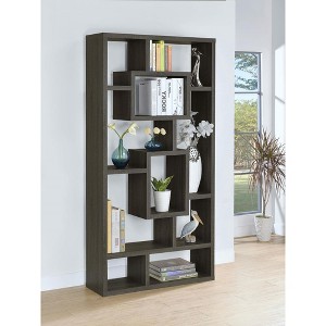 TOAOTBNBO Industrial Bookshelves with 10 Open Compartments, Wood Bookcase with Storage Cabinet, Display Bookshelf for Home Office - 1 of 4