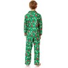 Peanuts Boys' Christmas Snoopy Charlie Brown Button Down Sleep Pajama Set Green - 2 of 4
