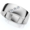 Pompeii3 Mens Three Stone Diamond Ring 10k White Gold High Polished 7mm - 2 of 4