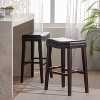 Set of 2 30" Anston Saddle Barstool Brown - Christopher Knight Home: Rubberwood Frame, Upholstered Seat - 2 of 4