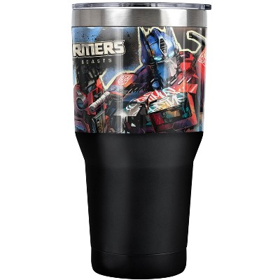 Transformers Rise Of The Beasts Prime And Primal Mural Steel Tumbler 30oz Coffee Travel Mug