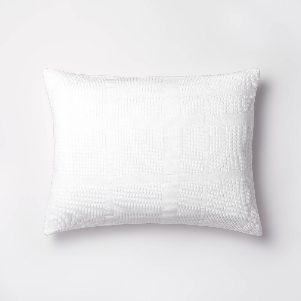 Photos - Pillowcase King Waffle Matelasse Quilt Sham White - Threshold™ designed with Studio M