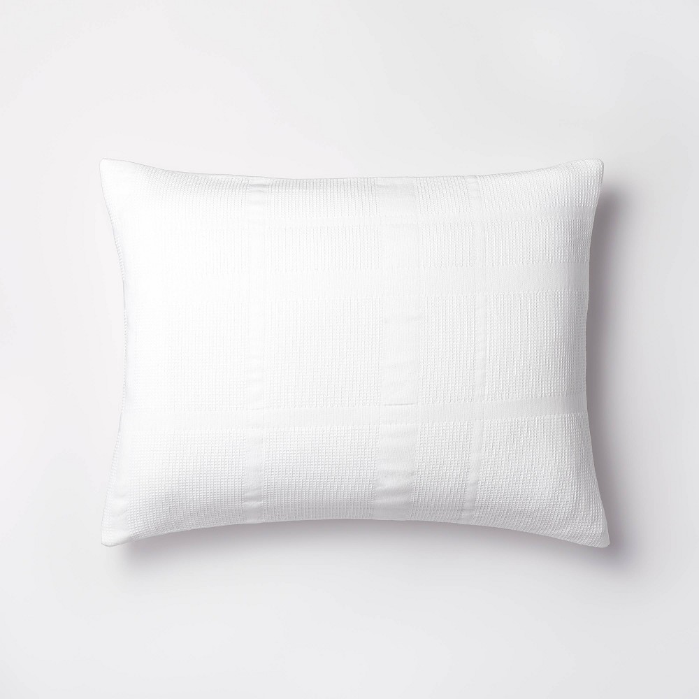 King Waffle Matelasse Quilt Sham White - Threshold™ designed with Studio McGee: Cotton Textile, Zipper Closure, OEKO-TEX Certified