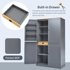 TIRAMISUBEST High Freestanding Kitchen Pantry Large Cupboard Storage Cabinet with 2 Drawers, 2 Adjustable Shelves, 8 Door Shelves for Kitchen - 3 of 4