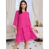 INSPIRE CHIC Women's Round Neck Semi Sheer 3/4 Bell Sleeve Asymmetrical Layered Tiered Midi Dress - 2 of 4
