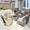 XIZZI 8PCS Furniture Set, Modular Sectional Sofa with Swivel Rocking Chairs and Side Table, Outside Coversation Set with Solar Coffee Table - 3 of 4