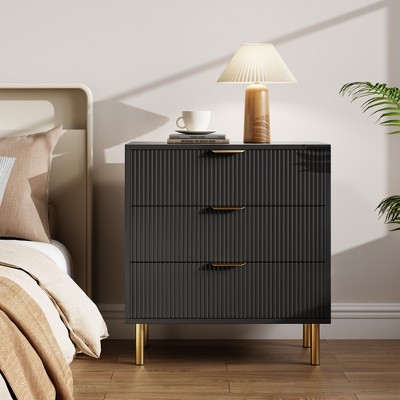 Garvee White 3 Drawer Dresser for Bedroom, Large Nightstand Chest of Drawers, Modern Wood Storage Dresser Organizer for Hallway, Entryway