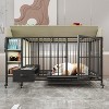 Large Pet Cage with Storage Rack & Drawers, Iron Frame Kennel with Stainless Steel Food & Water Bowls, Black + Beige - Nertpow - 2 of 4