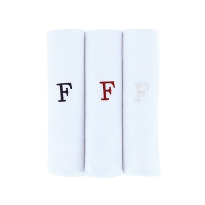 Umo Lorenzo Men's Cotton Boxed Initial Alphabet Handkerchiefs (Pack of 3)