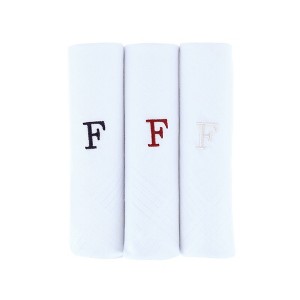 Umo Lorenzo Men's Cotton Boxed Initial Alphabet Handkerchiefs (Pack of 3) - 1 of 4