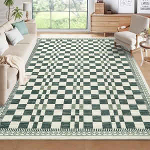 Modern Washable Area Rug for Living Room, Foldable Geometric Throw Carpet with Non Slip Backing, Low Pile Stain Resistant Floor Cover - 1 of 4