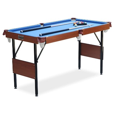 RACK Crux 55 Inch Folding Classic Billiard Pool Table Game with Billiard Cues, Resin Balls, Cue Chalks, Triangle Rack, and Premium Wooden Brush, Blue