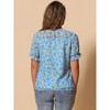 INSPIRE CHIC Women's Chiffon Short Sleeve Ruffled Trim Floral Blouse - 4 of 4