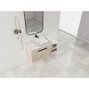 Vynxaria 42 in. Single Wall-Hung White Oak Plywood Bath Vanity with White Flat Stone Slab Ceramic Top KD-PACKING Ready to - 3 of 4