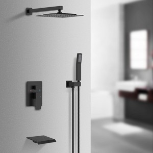 PAGED Shower Faucet Set Wall Mounted Rain Shower Head with 10" Rainfall Shower Head and Handheld Shower Faucet for Bathroom, Restroom - 1 of 4