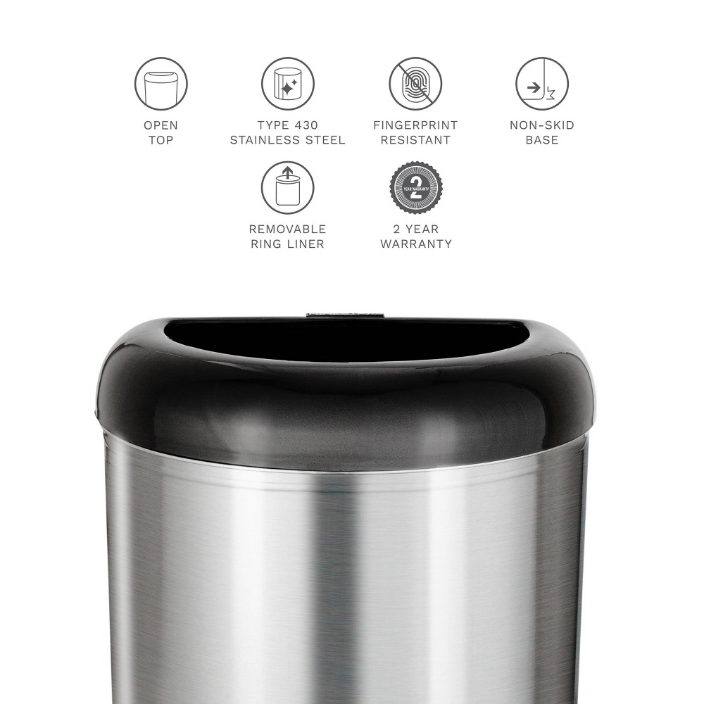 Photos - Barware Nine Stars 13.2gal/50L Black Open Top Trash Can