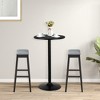 Tangkula 3 Pieces Pub Dining Table Set Round Bar Table w/ 2 Upholstered Saddle Stools - 2 of 4