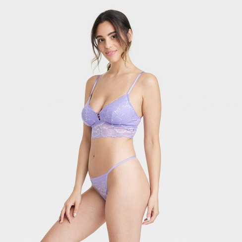 Women's Lace And Mesh String Thong - Auden™ Plum Purple Xl : Target