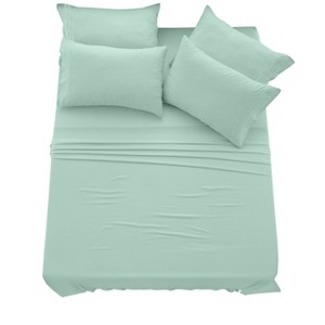 6 Piece Bed Sheet Set Ultra Soft Brushed Microfiber Solid Sheets with Pillow Cases - Lux Decor Collection - 1 of 4