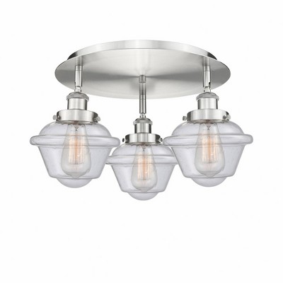 Oxford - 3 Light Flush Mount In Art Deco Style-8 Inches Tall and 18.25 Inches Wide