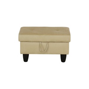 DOMETOUR Soft Flannel Storage Ottoman for Living Room Beige - 1 of 4
