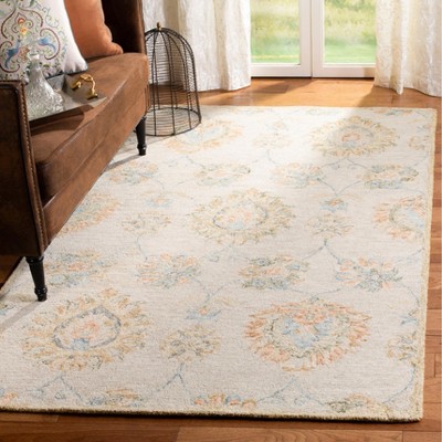 Blossom Beige Sage 8' x 10' Handmade Wool Floral Area Rug