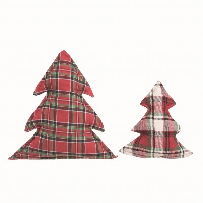 Transpac Polyester Multicolor Christmas Shaped Tree Pillows Set of 2